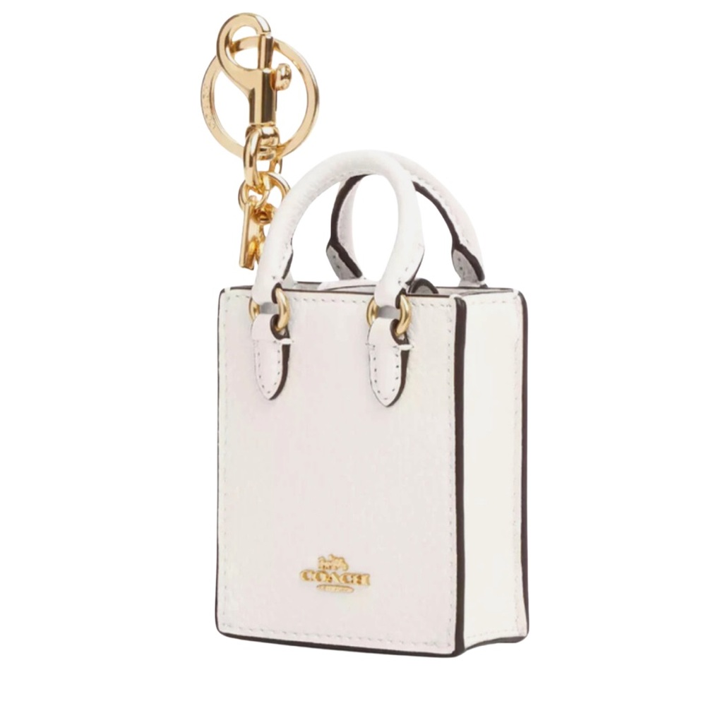 Coach White Mini Bag Charm with‎ Gold Hardware